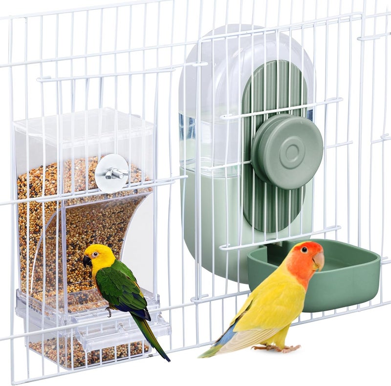 lemtrflo No Mess Bird Feeder & Water Dispenser Set - Automatic Feeding & Hydration, Parakeet Cage Accessories for Parrots, Cockatiels, Finches, Lovebirds & Budgies - Image 1